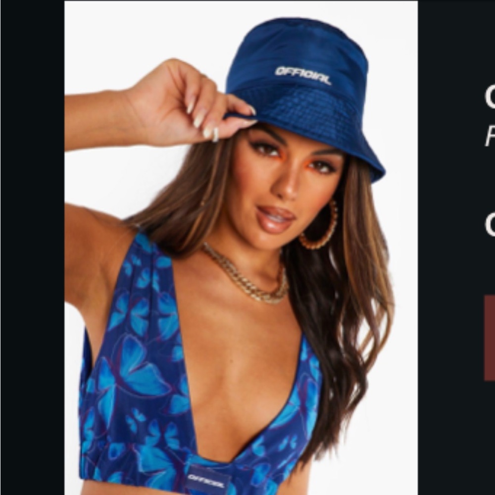 **NEVER WORN** Official Nylon Blue Embroidered Bucket Hat